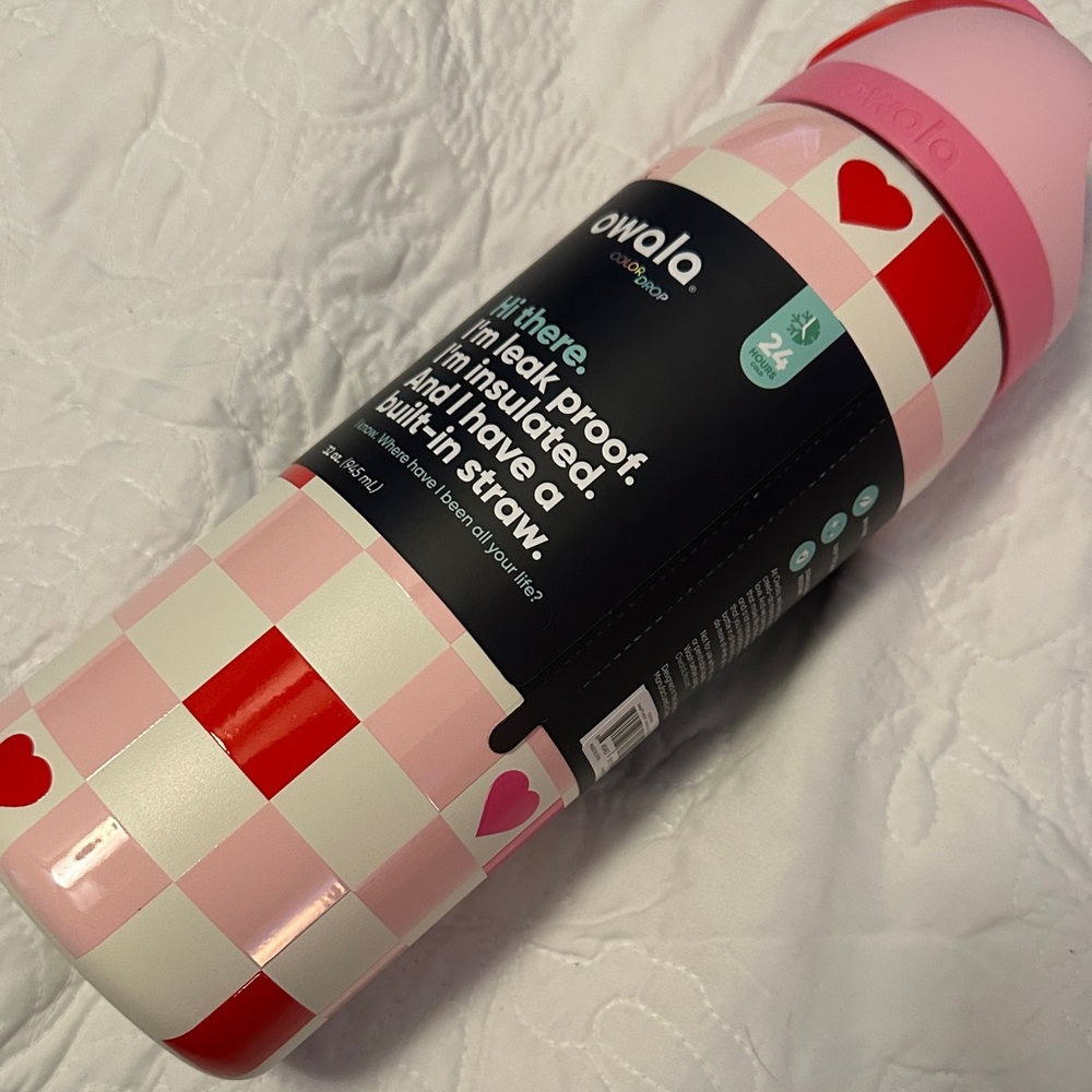 Owala Color Drop Valentine’s Day Check Me Out 32 oz Free Sip New Pink Red